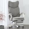 WALNUT High-Back Executive Swivel Office Desk Chair with Ribbed Upholstery - White, Lumbar Support, Modern Style, Certified