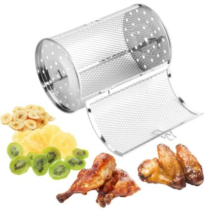 Tower Air Fryer Basket 360 Degree Rotating Grill Roaster Drum Rotisserie Grill Rotary Baking Cage for Peanut Dried Nut Coffee Beans Air Fryer Ove