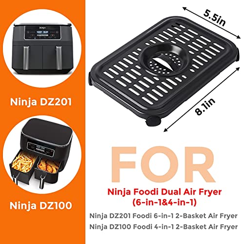 Air Fryer Grill Pan for Ninja Air Fryers, 2 Packs Replacement Air Fryer Crisper Plate Grill Plate Tray Accessories with Rubber Bumpers for Ninja