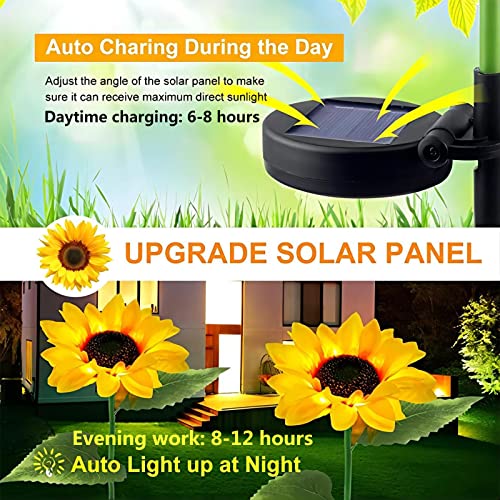 Forlivese 2 Pack Sunflower Solar Lights,Solar Lights Outdoor Garden,Solar Garden Lights Waterproof IP65,Solar Lights for Garden,Pathway Lighting,