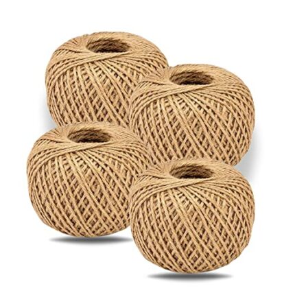 Pack of 4x48M Jute Twine String, Natural Jute Hessian String Cord Twine for Arts and Crafts, Decoration, Bundling, Gift Wrapping, Floristry, Rust
