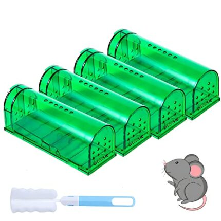 APPAREL MATTER 4Pcs Humane Mouse Traps Indoors &Outdoors, Washable Reusable Mouse Trap, Green