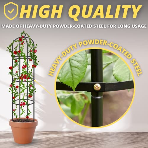 Garden Mile Heavy Duty Metal Garden Obelisk - Strong, Weather Resistant Steel Tubular Cage Large Garden Trellis Plant Supports for Roses, Climbin