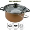 Almineez 5pc Black Non Stick Chip Pan Set Fryer Deep Fat Frying Basket Pot W Glass Lid 2l - 24cm Suitable for Gas, Electric and Solid Hotplates
