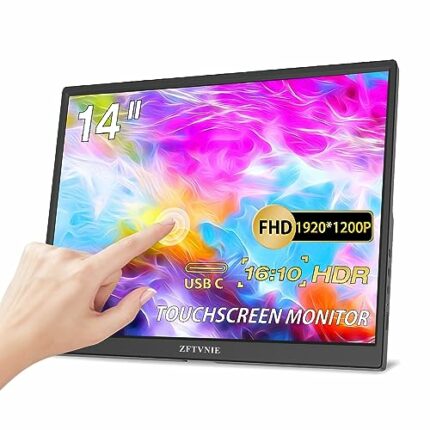 Portable Monitor Touchscreen 14 inch HDR FHD 1920 x 1200P Portable Display IPS Screen External Monitor with HDMI USB Type-C for Ras pi/Computer/L