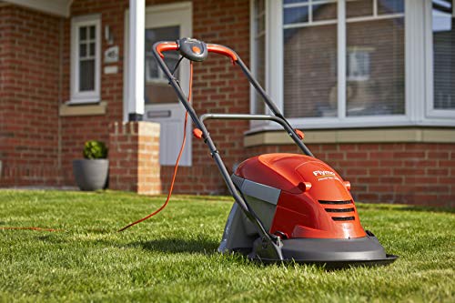 Flymo Hover Vac 250 Electric Hover Collect Lawn Mower - 1400W, 25cm Cutting Width, 15L Grass Box, Ambidextrous Handles, Folds Flat, Orange and Gr