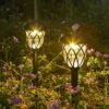 Tomshin-e Solar Garden Lights Outdoor Pathway Light Solar Powered Waterproof Stake Lights Outside Ornaments for Patio Lawn Yard Ground Backyard C
