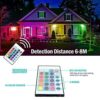 T-SUNUS 50W RGB LED Flood Lights, Colour Changing LED Security Light, 16 Colours & 4 Modes, UK 3-Plug & Remote Control, IP66 Waterproof, Outdoor