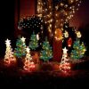 Upgraded 4-Pack Solar Christmas Tree Garden Stake Lights for Christmas Decorations, Solar Christmas Yard Stake Outdoor Waterproof Christmas Pathw