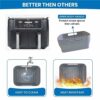 3PCS Foldable Silicone Liners for Ninja Dual Air Fryer AF400UK AF451UK & Tower T17088, AZONEZ 8.5 inch Non-Stick Food Grade Silicone Air Fryer Po