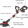 20V Cordless Trimmer, Adjustable Telescoping Handle Home Push Weeder With 6.1Ah Battery And Charger 20cm Cutting Width Adjustable Machine Head Li