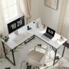 CubiCubi L Shaped Desk, 50.4 Inch Computer Corner Desk, Modern Home Office Study Writing Workstation, Space-Saving, Easy to Assemble, White