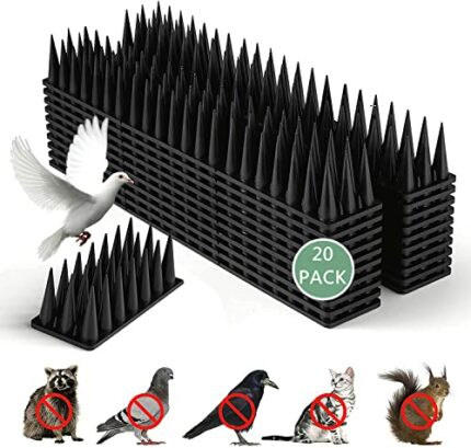 Apluskis Upgraded Bird Spikes, 20 Pack/6M Squirrel Raccoon Pigeon Cat Fox Animal Deterrent Fence Anti Bird Spikes for Outside/ Outdoor to Keep Bi