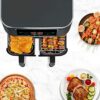 2Pcs Air Fryer Rack, 304 Stainless Steel Grilling Rack with 4 Barbecue Sticks, Air Fryer Rack for Double Basket Air Fryers Accessories