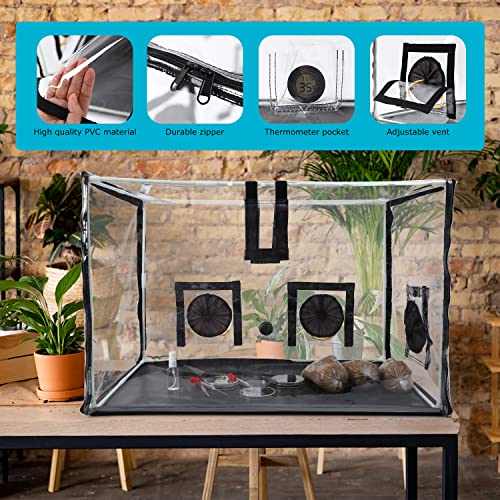 MCCKLE Large Still Air Box Mushroom Mycology Fume Hood Propagation StationsGrow Kit Mushroom Grow Bags (31.5 * 20.5 * 20.5inch) Monotub Kit Mushr