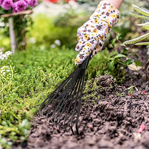 NINGVIHE Garden Rake,Hand Rake,Rake for Gardening,Mini Grass Rake,Horse Poo Picker,Ergonomic Grip for Comfort and Control Professional Hand Tools