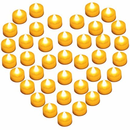 Diyife Tea Lights, [Updated Version] [39pcs] Realistic and Bright Battery Operated Flickering Tealights, Fake Candles in Warm Yellow Perfect for
