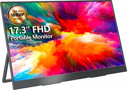 Portable Monitor – 2022 Upgraded 17.3 Inch IPS HDR 72% sRGB FreeSync USB-C 1080P FHD Eye Care Portable Screen with Type C HDMI Speakers Kickstand