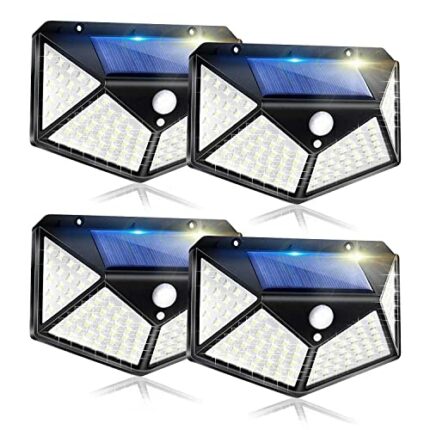 CUIFULI Solar Lights Outdoor Garden Light - 4 Packs Solar Security Lights Outdoor Motion Sensor 3 Modes Waterproof Solar Powered Outdoor Wall Lig