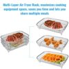 Air Fryer Rack for Ninja Dual Air Fryer, 304 Stainless Steel Three Layer Dehydrator Rack for Baking Roasting, Multi-Purpose Air Fryer Accessories
