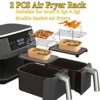 2 Pcs Air Fryer Rack for Ninja Dual Zone, Air Fryer Accessories, Stainless Steel Grill Rack with Skewers, Oil Brush Compatible with Ninja AF300UK