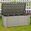 YITAHOME 127L Garden Storage Box, Waterproof Large Outdoor Storage Box, Round All-weather Deck Boxes for Patio Furniture, Pool Accessories, Easy