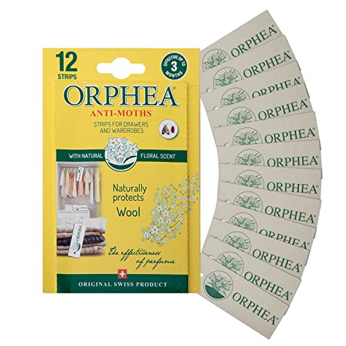 Orphea Anti Moth Strips - Floral Scented Moth Repellent for Wardrobes Drawers Shelves - Wardrobe Fresheners for Wool - Moth Paper Strips for Clot