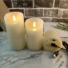 Autbye Flameless Candles Electric with Rechargeable Battery (2019 Advanced Edition) Extra Bright Ivory 3 Pack 4" 5" 6" Dripless Real Wax Pillars