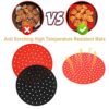 2PCS Non-Stick Air Fryer Liners 8Inch Heat Resistant Round Reusable Silicone Air Fryer Mats for Kitchen Baking Food (Black+Red)