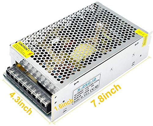 inShareplus 12V 20A 240W, DC Universal Regulated Switching Power Supply, 110/220V AC to DC 12 Volt LED Driver, Converter, Transformer for LED Str