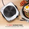 SUNAVO 1500W Hot Plates for Cooking, Electric Single Burner with Handles, 6 Power Levels Stainless Steel Hot Plate for Kitchen Camping RV and Mor