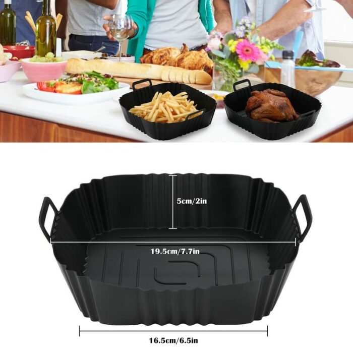 3PCS Silicone Air Fryer Liner 7.7Inch Air Fryer Silicone Basket Pot Reusable Non-Stick Waterproof Airfryer Baking Mould Food Grade Air Fryer Sili