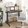 Panta Mobile Standing Desk, Adjustable Rolling Desk with 3 Desktops, Portable Desk for Laptop with Desk Cup Holder, Home Office Mobile Desk Porta