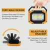 tekstap LED Rechargeable Work Light - 30W 2000LM USB Portable Super Bright Cordless Outdoor Floodlight Battery Powered Flood Working Site COB Sec