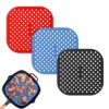 3 Pieces Reusable Air Fryer Steamer Pot Mat, 7.5" Square Nonstick Perforated Silicone Pot Mat, Air Fryer Accessories Replacement, BPA Free, (Blac