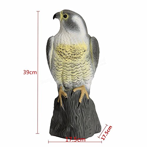 HHH HUNTING® Large Realistic Falcon Decoy Bird Deterrant,Lifelike Full Bodied Bird Of Prey Pest Control Garden Statue Cat And Bird Repeller Garde