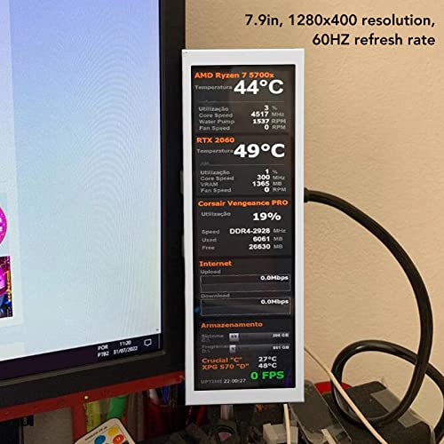 Bewinner 7.9in PC Temp Monitor, Metal Case IPS USB Mini Screen, for AIDA64 PC CPU RAM Data Monitor PC Sensor Panel Display Temperature Monitor