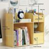 BCLGCF Wooden Desk Organizer ​With Drawer, Cabinet Door with Lock, Tabletop Bookshelf Multipurpose Shelves for Home Decor, Office, Gifts