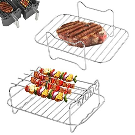 Air Fryer Rack Compatible with Ninja Tower Dual Air Fryer AF300UK AF400UK Air Fryer Accessories 2Pcs Gekufa 304 Stainless Steel Air Frye Racks fo