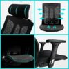 FMXQYH Ergonomic Office Chair High Back Reclining Mesh Chair with Lumbar Support, Home Office Desk Chair Swivel Computer Task Chair with Adjustab