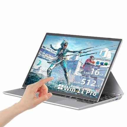 Fsjun 4 in 1 Laptop【Win 11 Pro/2019 Office】 14-Inch Full HD Touch Screen, High-Speed Celeron N5105, 16GB DDR4, 512GB SSD, Studio Laptop with Colo