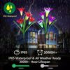 Amzxart Solar Lights Outdoor Garden, 4 Pack Garden Lights with 16 Bigger Lily Flowers, Multi-Color Changing LED Outdoor Solar Lights Waterproof f