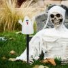 BESPORTBLE Ghost Halloween Yard Stakes: White Ghost Lawn Decor, Halloween Outdoor Lights Lampshade for Patio, Backyard, Garden, Lawn, Party Decor