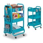 DESIGNA Heavy Duty 3-Tier Metal Rolling Cart,Utility Storage Cart with DIY Pegboard,Craft Art Carts with Handle and Extra Office Storage Accessor