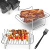 2Pcs Air Fryer Rack, Air Fryer Rack Compatible for Ninja Dual Air Fryer Multipurpose Air Fryer Accessories Stainless Steel Dual Air Fryer Rack wi