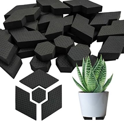 SNAILGARDEN 40Pcs Invisible Pot Feet, Composable Hexagon Flower Pot Feet Risers for Muti-Styles Pots, Nonslip Gardening Pot Feet Pads for Indoor