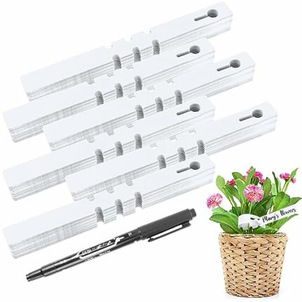 100Pcs Plastic Plant Hanging Labels for Outdoor Plants & Trees, Waterproof Garden Wrap Around Hanging Tree Labels Tags Adjustable (21x2cm), Plant