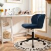 LEIGE Velvet Home Office Leisure Vanity Chair Armless Adjustable Swivel (Color : Argento, Size : Light Grey)