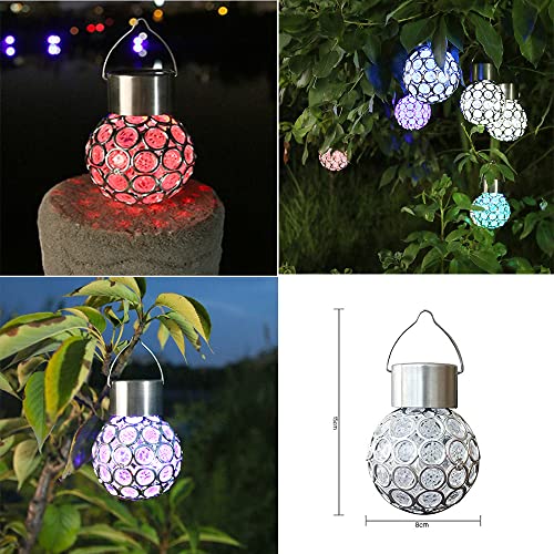 4 Pack Hanging Solar Lights Outdoor, Decorative Ball Lights Waterproof Solar Lanterns with Handle for Garden, Walkway, Tree, or Holiday Decoratio