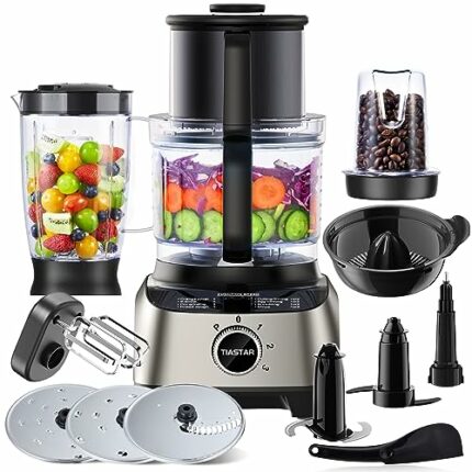 Tiastar 1300W Multifunctional Food Processor - Mixer, Crusher, Grinder, Citrus Juicer, 3.5L Bowl, 1.5 L Blender, Simple Operation for Blending, D